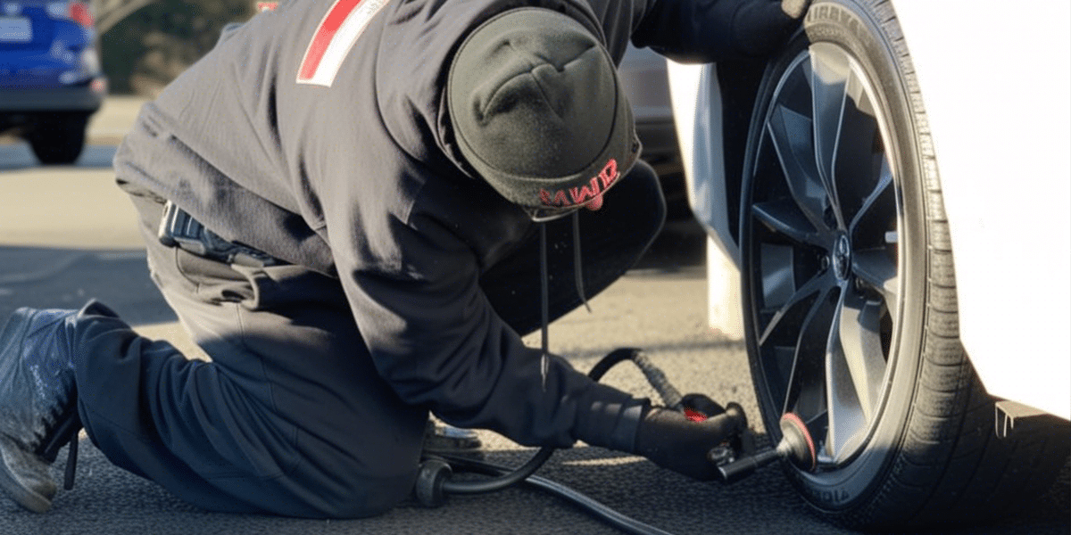 mwr worker repairing a wheel